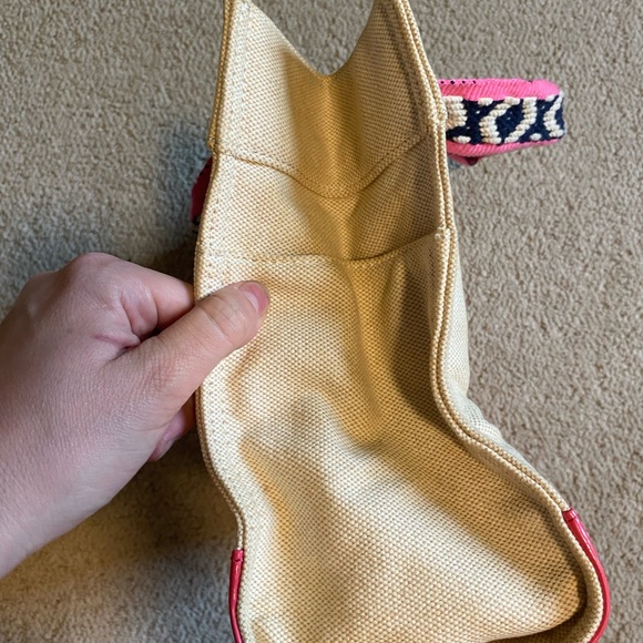 Authentic Tory Burch Mini Tory tote Habanero Pepper RARE canvas patent leather - Picture 4 of 9